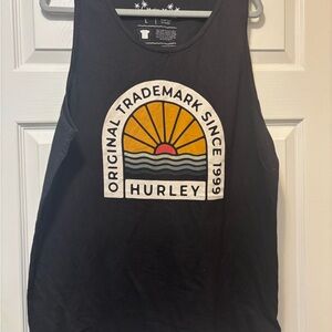 Hurley Black Graphic Tank with Colorful Sunrise and Wave NWT